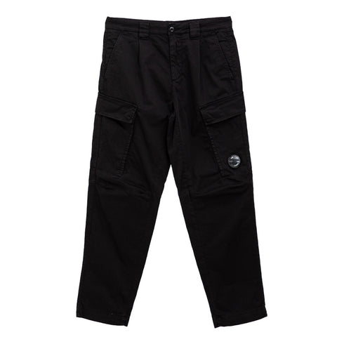 C.P. Company Stretch Sateen Loose Cargo Pants Black 999 16CMPA062A-005694G Degli Uberti